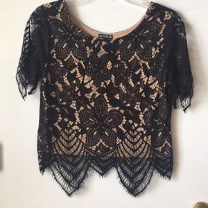 Black Lace Crop Top